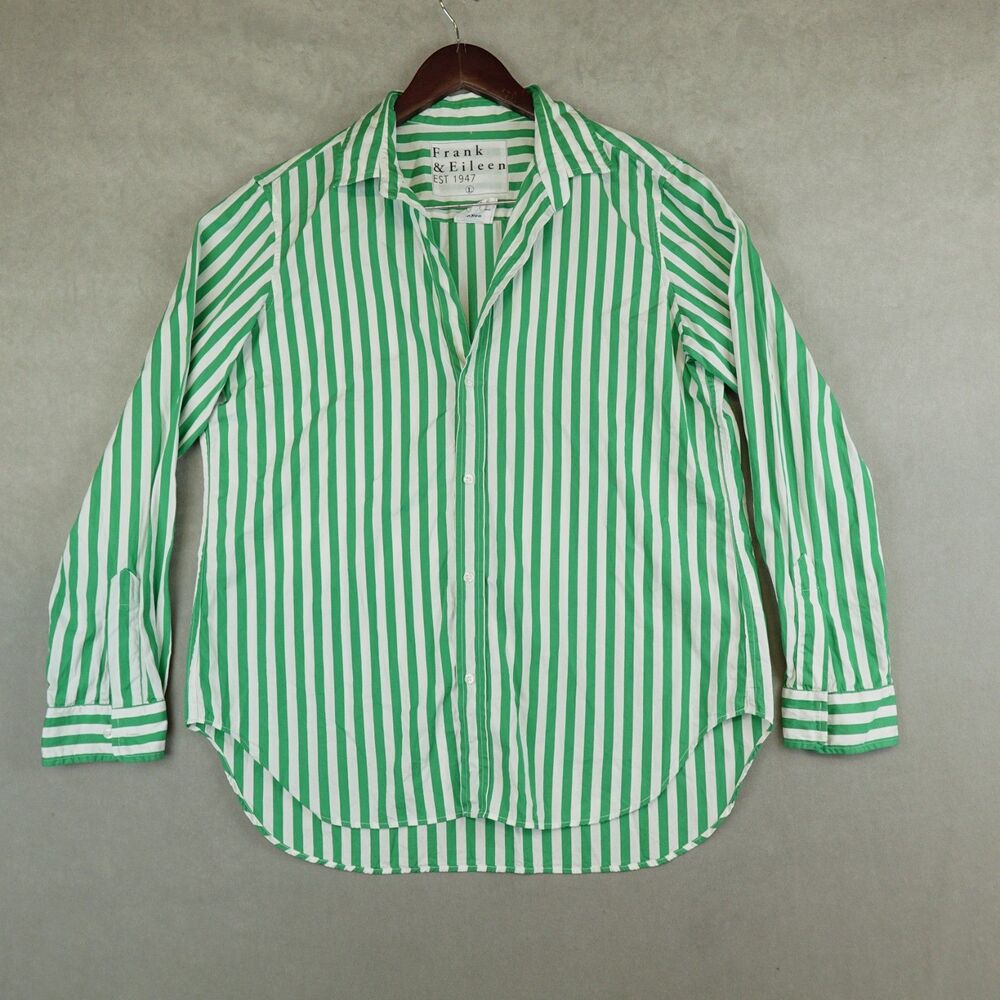 Frank & Eileen Shirt Button Down 100% Cotton Frank Womens Size Large Stiped